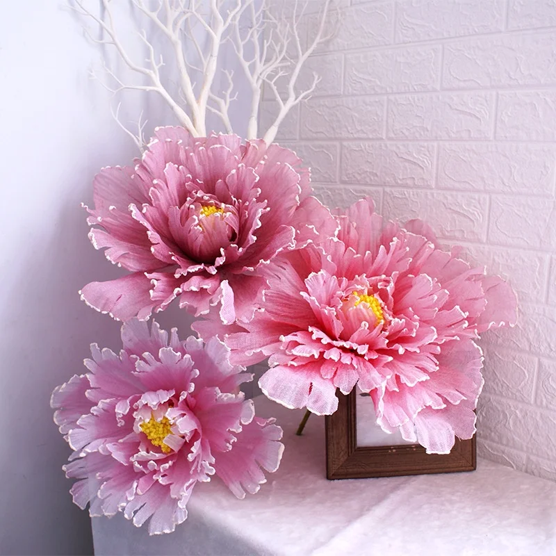 Stock Colorful Silk Large Artificial Flower Heads Peony  Outdoor Road Lead Artificial Giant Flowers