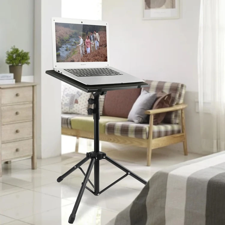 Adjustable Portable Notebook Computer Tripod Stand with New Foldable DJ Equipment Floor Stand Includes Laptop Projector Mounts