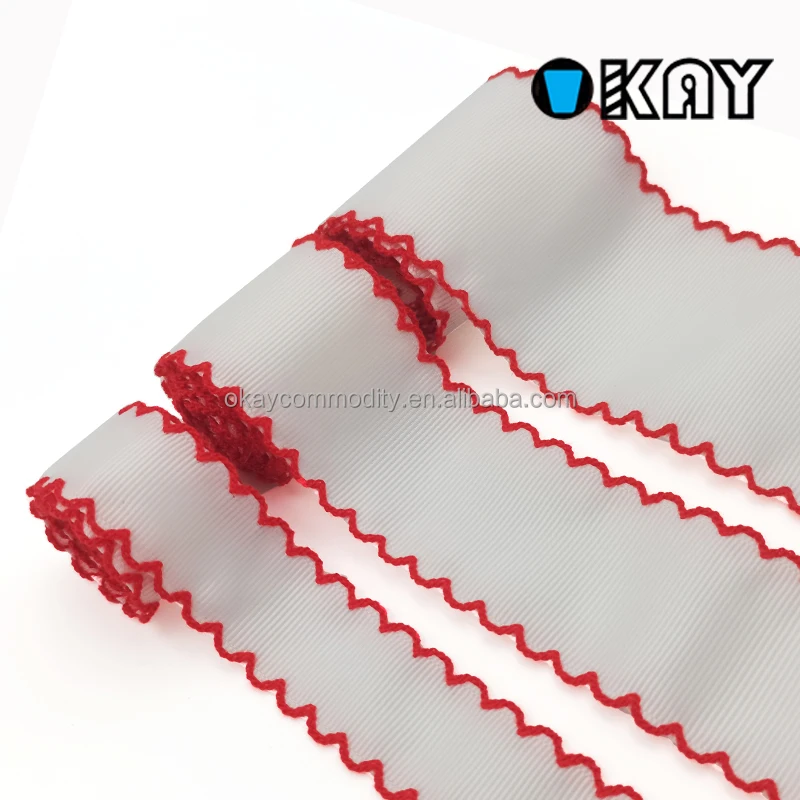 OKAY Custom High Quality Polyester Grosgrain Ribbon Moon Stitch Crochet Edge for Hair and Party Use