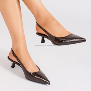 1702-7 Customizable Autumn Fashionable Elegant Simple Style Kitten Heel Sandals Slingbacks Strap Women Sandals