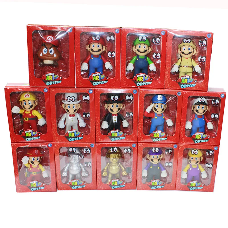 10 cm with Color Boxes PVC Plastic Mario Bros Mario Toys Mario Figure