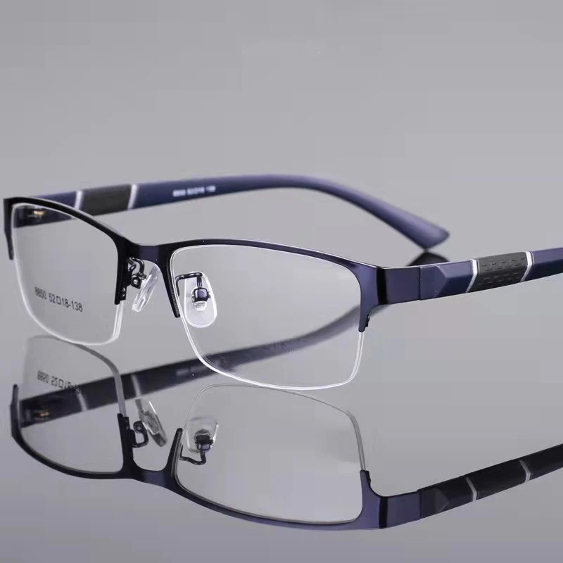 8850 Half Rim Alloy Half Frame Flexible Plastic TR90 Temple Legs Optical Eyeglasses Frame for Men and Women Eyewear