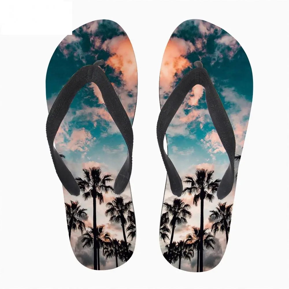 Wholesale Fashion Lady Hawaiian Beach Style Tropical Tree Pattern Custom Rubber For Outdoor - Buy Custom Slide Slipper Us Size, Outdoor,Flip Flops Women Slippers Product on Alibaba.com