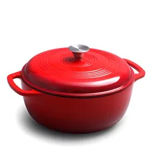 Eco-Friendly Cast Iron Cookware Set Enamel Coated Seafood Casserole Cooking Pot 28cm Diameter Stainless Steel Handle Oven