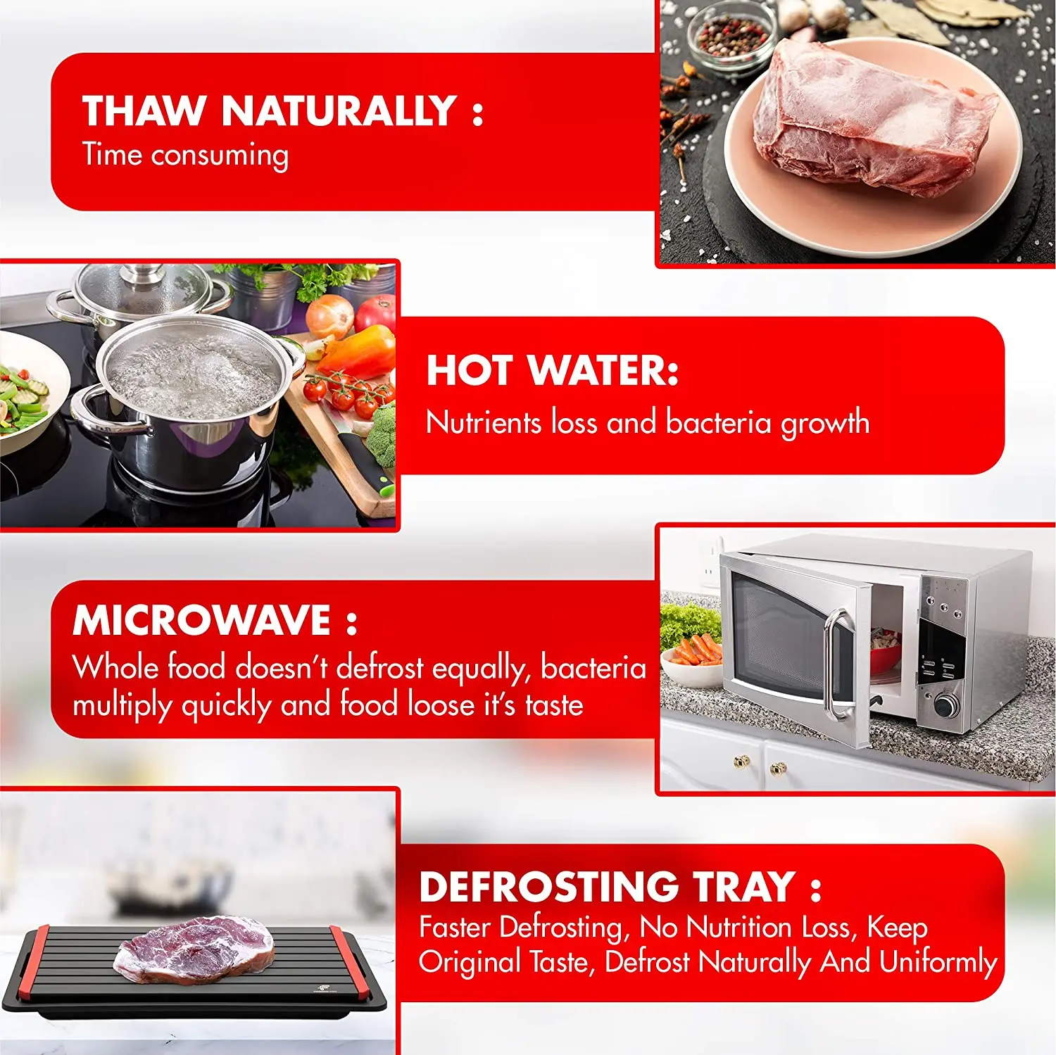 6mm Quickly Thawing Plate Aluminum Defrosting Board With Tray For Frozen Food