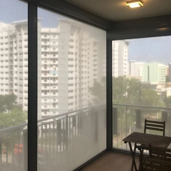 Motorized Outdoor Windproof Zipper Track Roller Blind for Outside Windproof Waterproof Sunshade