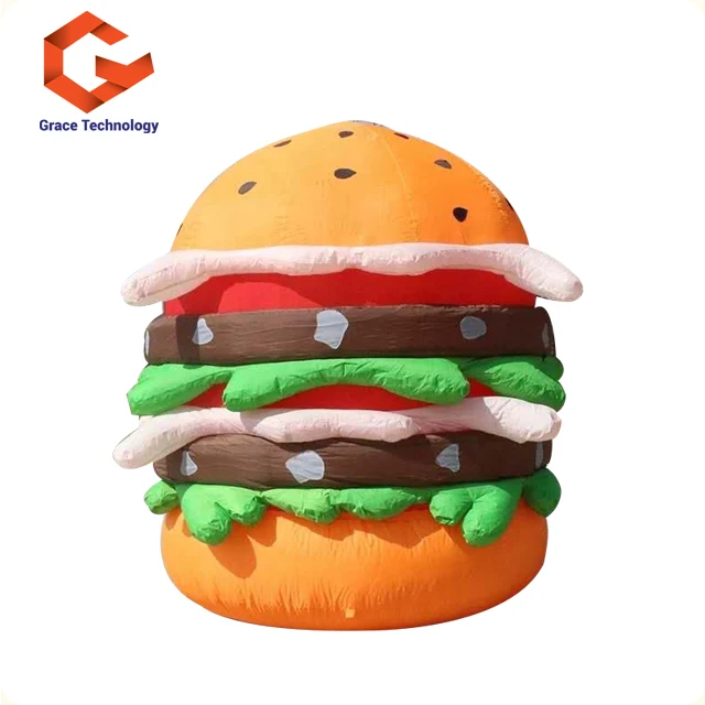 Custom PVC Hamburger  Food Model Balloon Giant Inflatable Hamburger Model for Outdoor Advertising