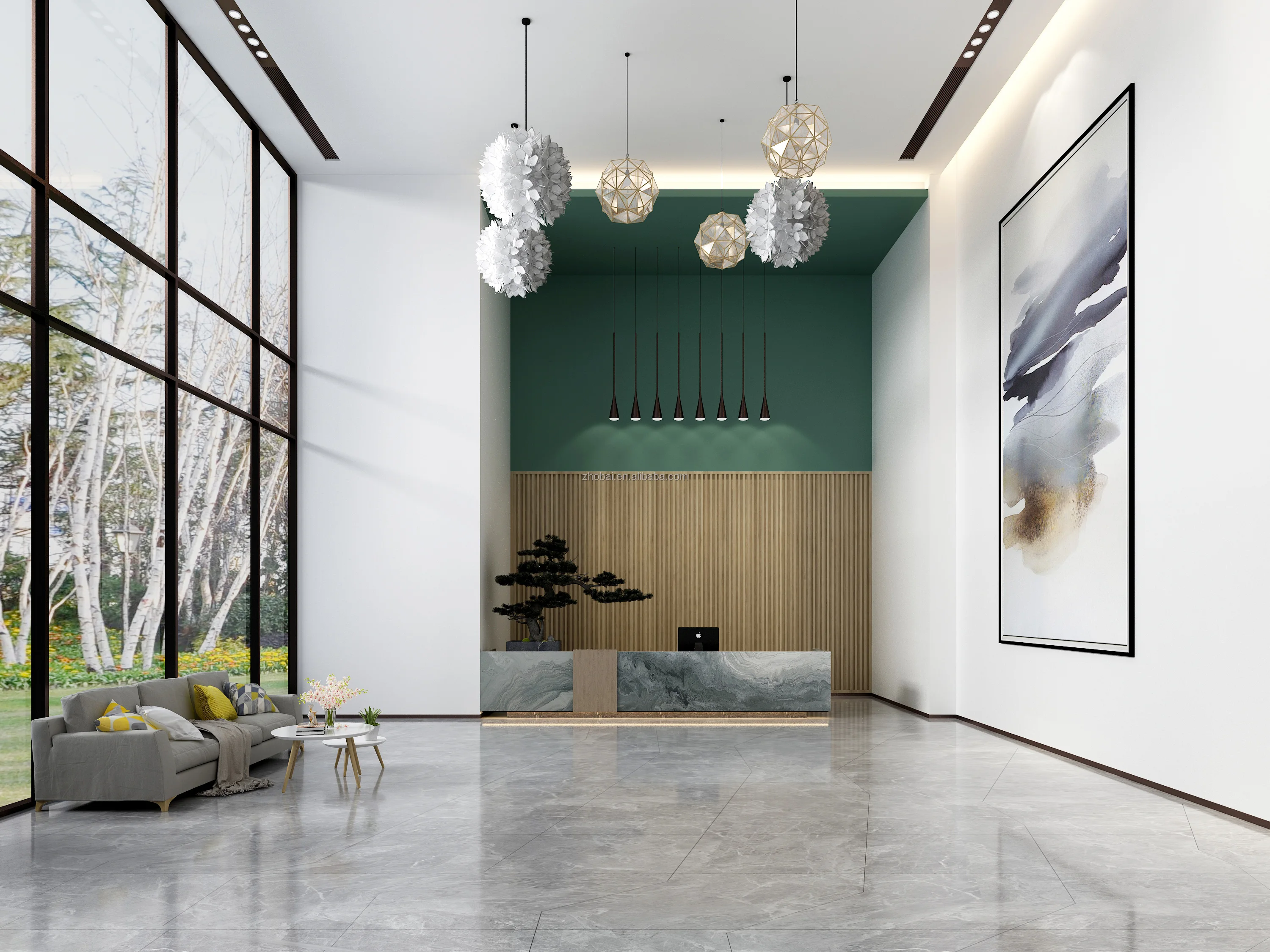 High Quality Luxury Marble Top Reception Desk Custom Modern Restaurant Counter for Coffee Beauty Salon LED Light Hotels Malls 3