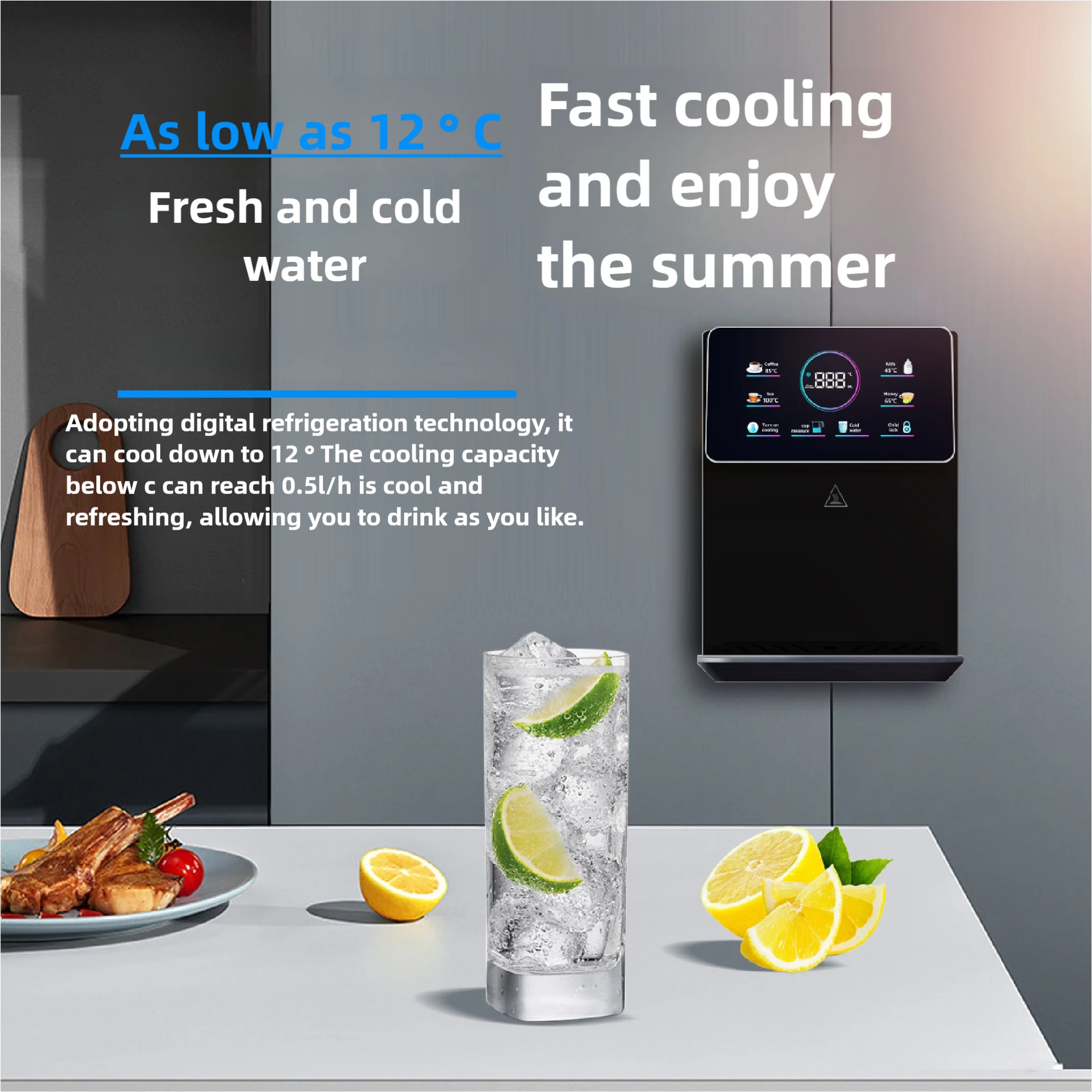 Intelligent Electric Home Water Purifier Customized Single Straw Stand Wall-Mounted Dispenser Fast Hot & Ice Water Availability