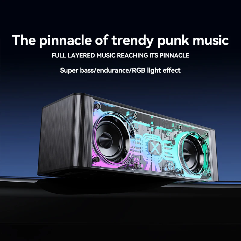 JY28PRO Cyberpunk Transparent Mecha Style  Portable Music Player Mech Small Steel Cannon bluetooth Speaker with Rgb Lights