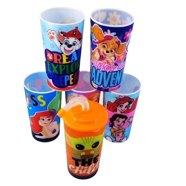 3D Lenticular Iml Printing Pp Custom Cheap Kids Promotional Plastic Cup with Lid and Straw