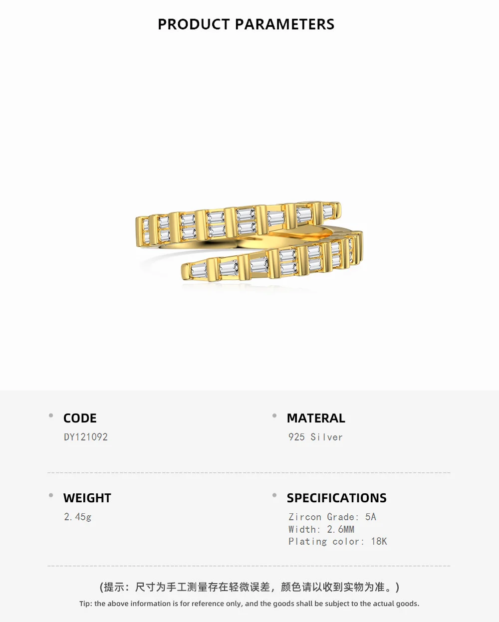KAKODIY Luxury 18K Gold Plated Eternity Band Baguette Round Cubic Zirconia Sonker Women's Ring 925 Sterling Silver Ring detail 1