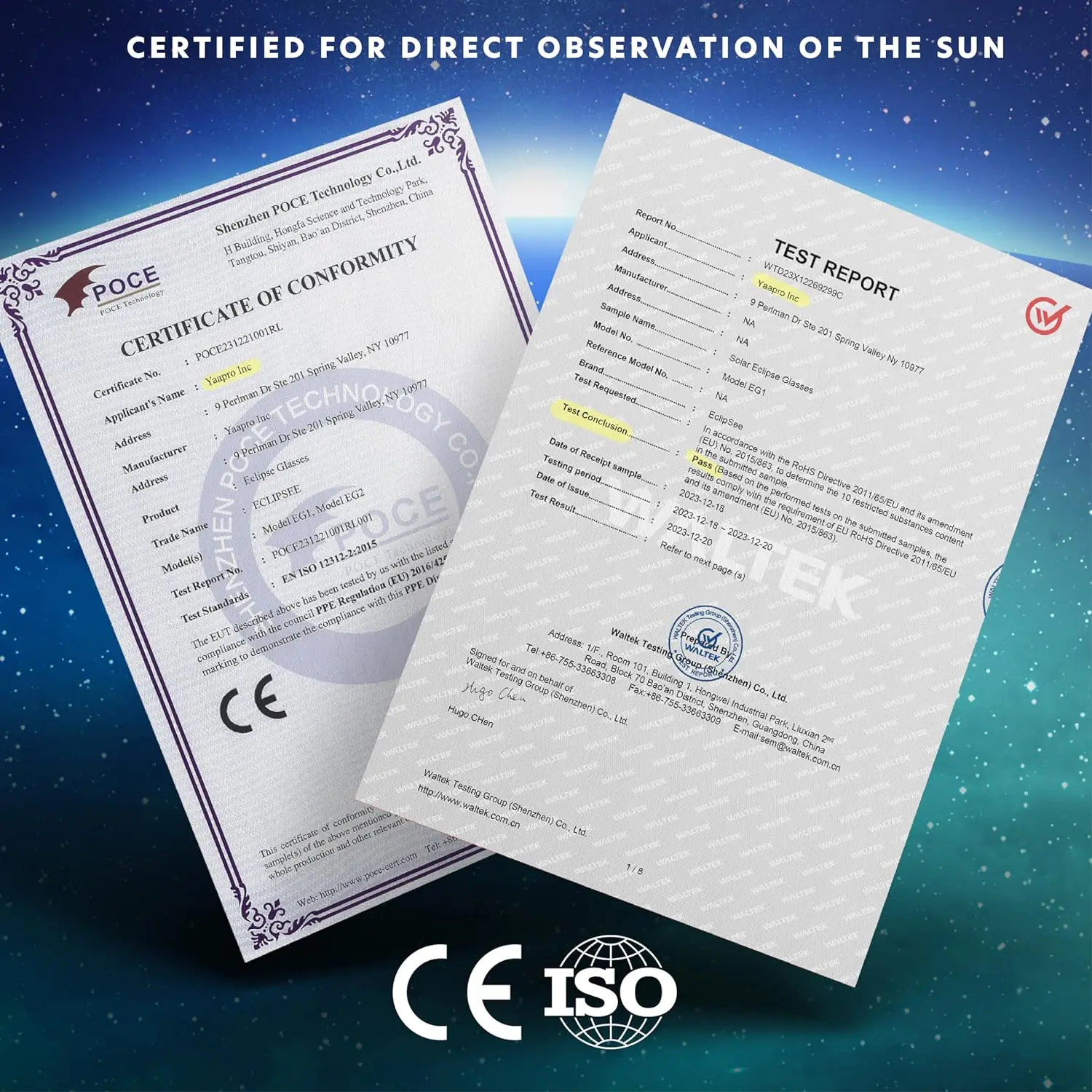 Absolute Eclipse Occhiali Per Eclissi Solare – Certificati CE E ISO 12312-2, Consigliati AAS, Protezione Sicura Per L'Eclissi Del 12 Agosto 2026, Set Per Classi Ed Eventi