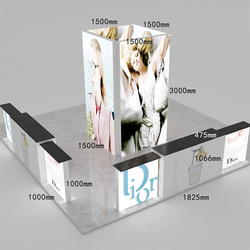 TianLang Tradeshow Exhibition Booth Display Tension Fabric Backdrop SEG Pop up Led Backlit Light Box