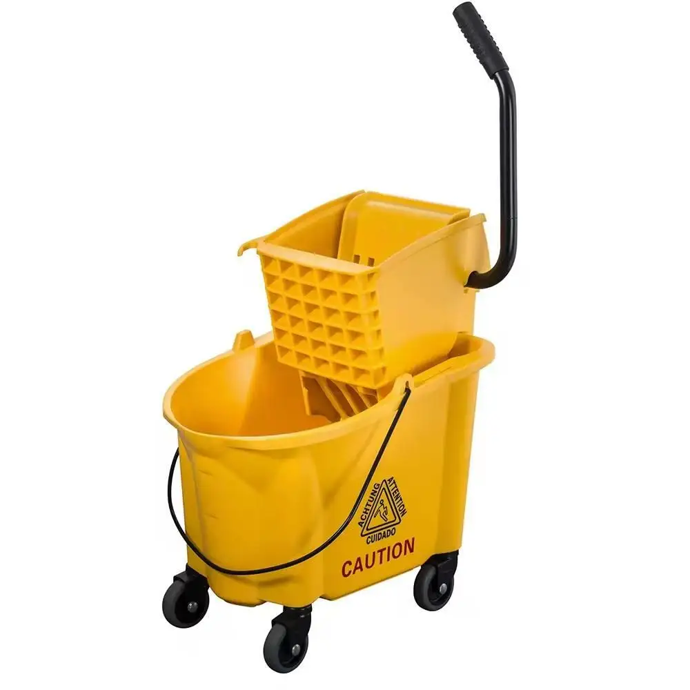 Commercial 36l Plastic Mop Wringer Cleaning Bucket With Wheels - Buy ...