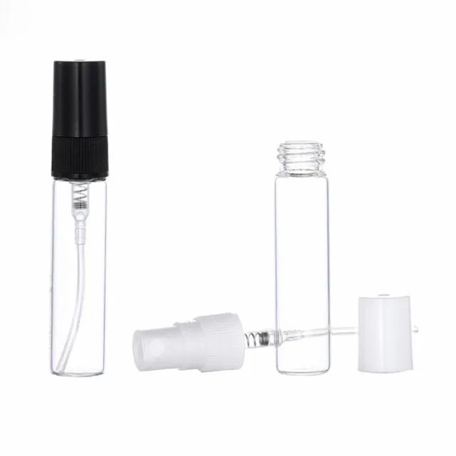 Stock Empty 5ml Perfume Sample Spray Vials Tester Perfume Glass Bottle with Black White Spray
