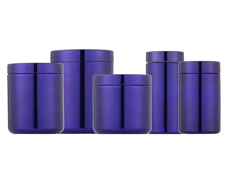 20oz 650ml HDPE Purple New Design Chrome Protein Powder Plastic Tub Packaging for Medicine and Pills
