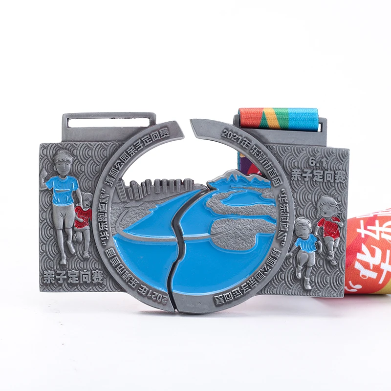 Wholesale Cheap Design Your Own Blank Running Medal Sports Zinc Alloy 3D Race Medals With Ribbon factory