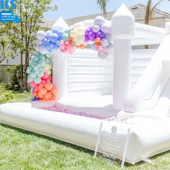 PVC White Bouncy Castle Inflatable Bounce House Commercial Large 13ft Jump House Inflatable Bouncer for Weddings Birthday Party