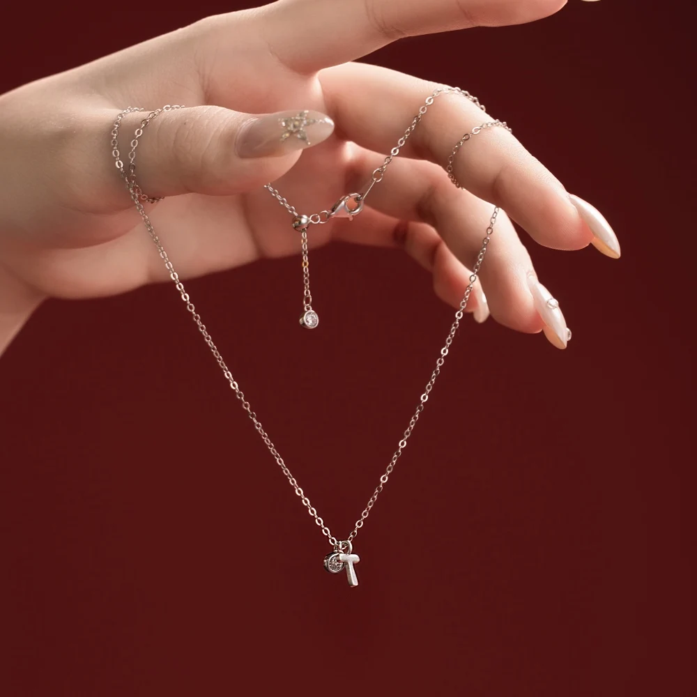 KAKODIY New Initial Necklace 925 Sterling Silver 5A Zirconia T Letter 26 Letters Pendant Necklace detail 1