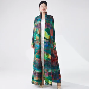 Factory Direct Fast Shipping High Quality Miyake Pleated Abaya Designer Print Women Abaya