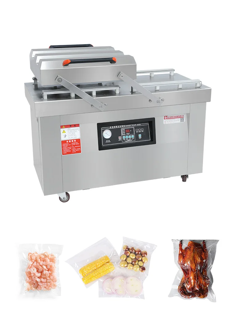 DZ-600 Customized Vacuum Pumps Seal Bars Machine Housing Flatbed Double Automatic Chamber Vacuum Sealing Packaging Machine manufacture