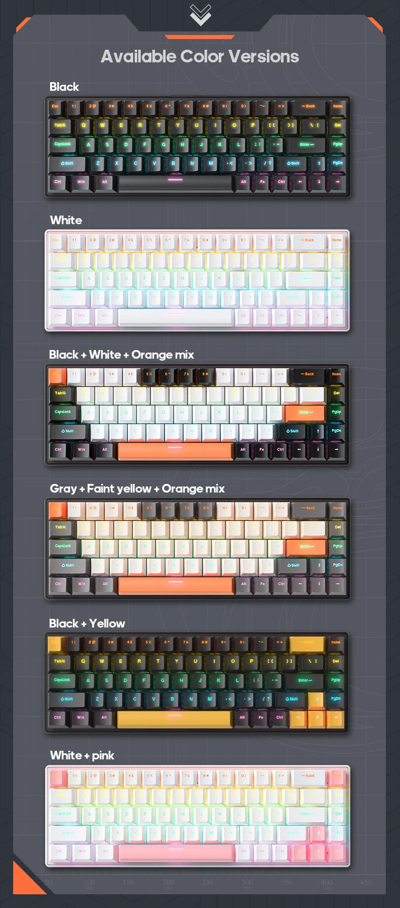 Wholesale RGB Wired Mechanical Keyboard - 68 Key Factory OEM