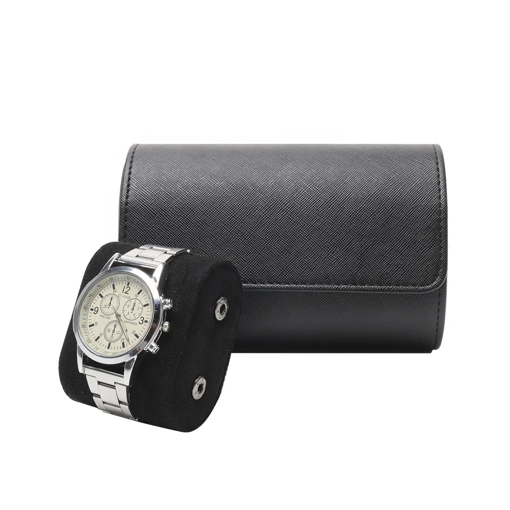 Slots Watch Roll Black Saffiano Pu Travel Luxury Storage Organizer  Collection Case for Men Leather Watch Box