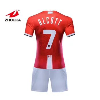 Source Club sportswear red and white soccer jerseys china cheap