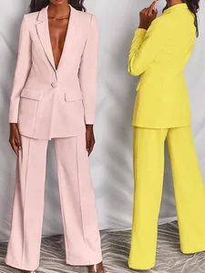 2026 European American Fashion Women's Elegant Blazer Suit Set Cross-Border Spring Autumn Bow Full-Length Cardigan Button