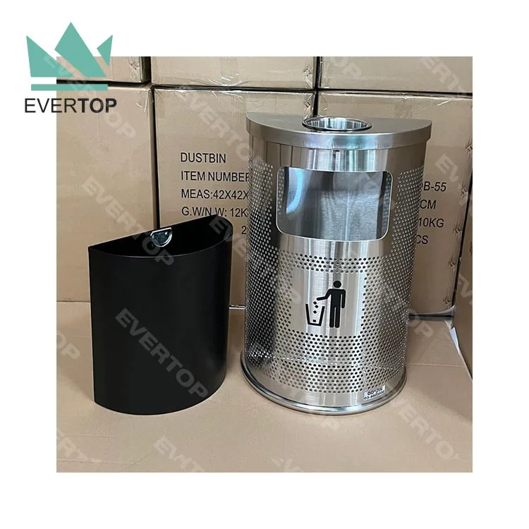DB-55 Mesh Half Round Steel Trash Can Modern Trash Bin 4-Gal Garbage Bin Outdoor Half-round Perforated Holes Dustbin