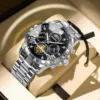 4 cadran noir bracelet argenté