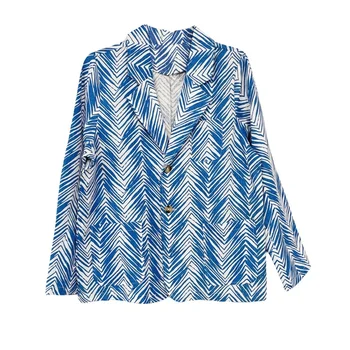 Custom Pure Linen Long Sleeve Women's Casual Blazer Fashion Printed Spring/Summer Business Coat for Women