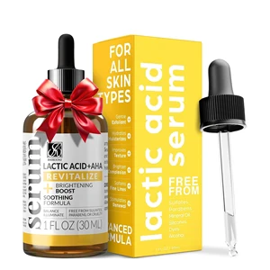 OEM ODM Lactic Acid+AHA Serum Gentle Exfoliating Whitening Brightening Herbal Vitamin C Facial Serum Anti-Wrinkle Skincare