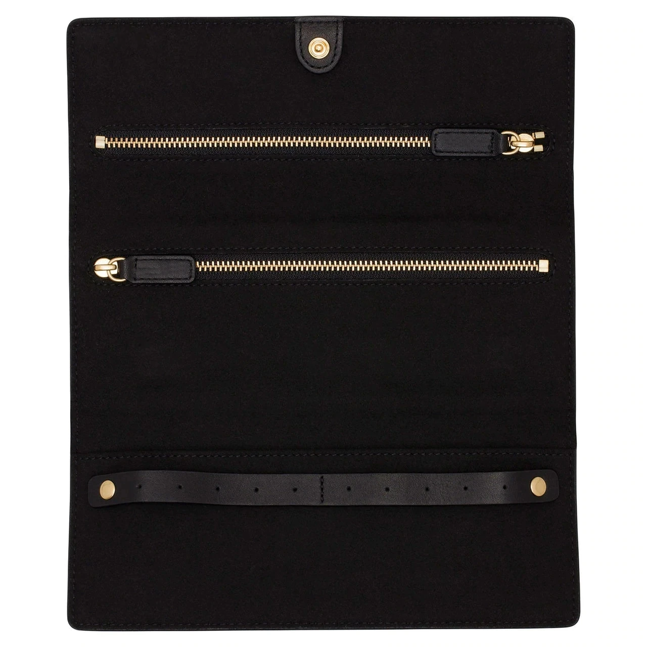 Wholesale Custom Black Soft Leather Jewelry Storage Travel Jewelry Roll