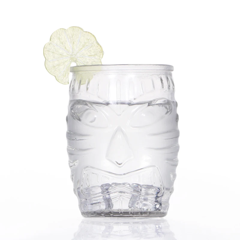 Unique Design Sense 480ml High Quality Ghost Face clear Empty Drink Glass Bottle