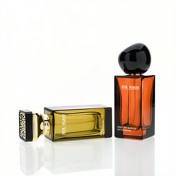 Clear Yellow Red Glass Perfume Bottle Empty High Quality 50ml Perfume Bottle Customized Logo Refilled With Different Caps