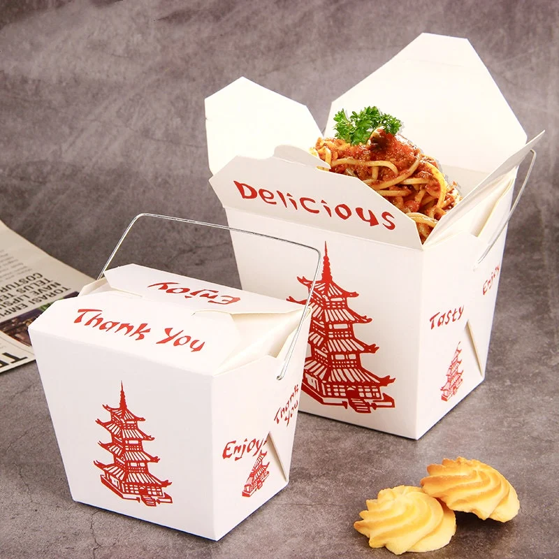16 26 32oz Restaurant Print Biodegradable Disposable Pasta Food Packaging Box Food Noodle Paper Box Custom Take Away Noodle Box