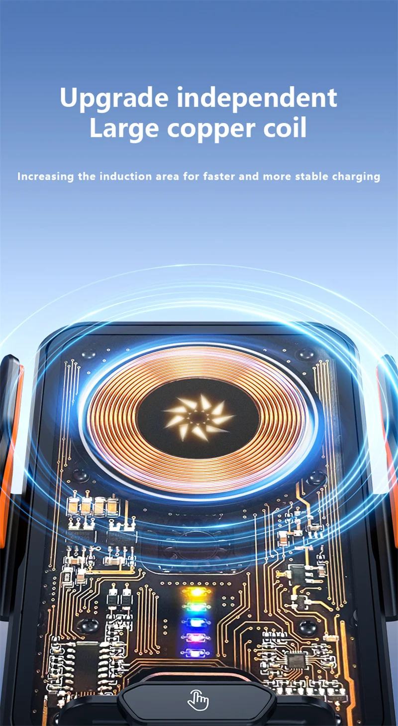 66w快速充电手机支架,带15w无线充电磁性导航手机支架,用于手机和麦克风