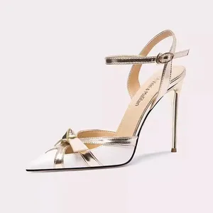 Customized New Style Outdoor Stiletto High Heel Sandals for Women Summer Fashion Trend Pointed Toe Luxury Sweet Bow Tie Sandals