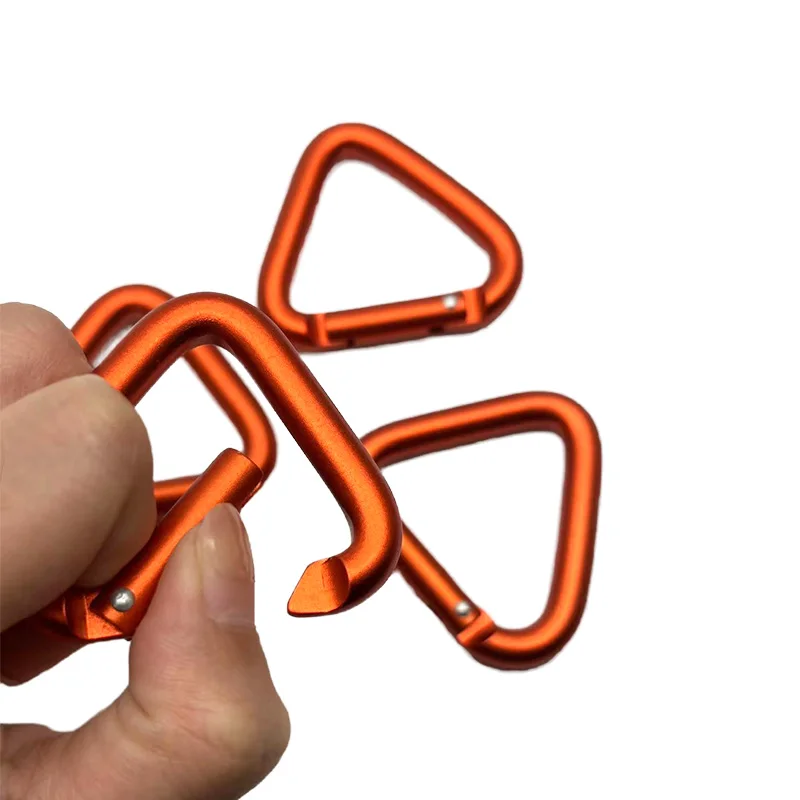 70mm Orange Triangle Aluminum Carabiner Hooks Dog Leash Aluminum Carabiner Quick Keychain Link Bag Strap Buckle