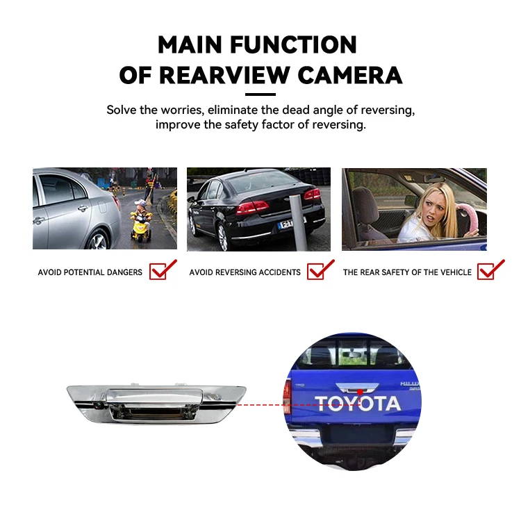 Wemaer Factory CCD CVBS Safe Auto Parking Monitor Wide Angle LED Backup Particular Reverse Rear View Camera for Hilux 2006-2015 details