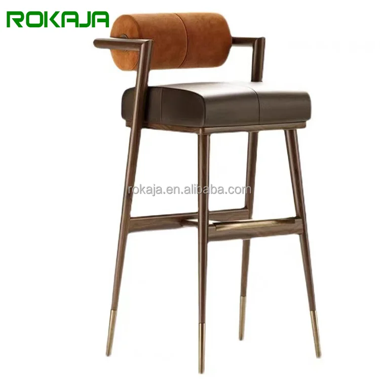 Luxury Bar Chairs Modern Barstool Wood Or Metal Frame Soft Cushion