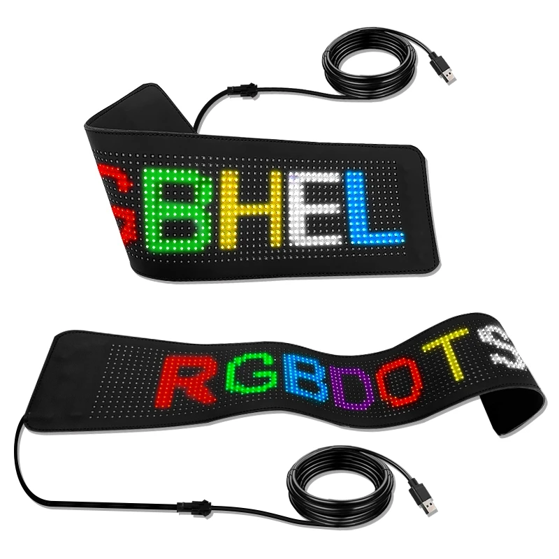 P5 16*64 Pixels Flexible LED Display Panel Car LED Sign APP Control RGB Screen Led Soft Billboard for Car, Bar, KTV