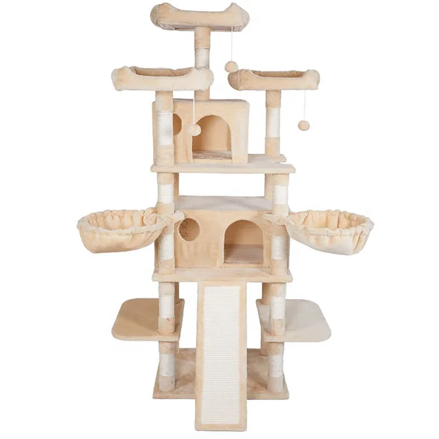 Factory Supply Large Size Pet Cat Climbing Tree Cat Scratcher Furnitures Toys Multi layer Fun Platform Cat Tree Tower With Condo