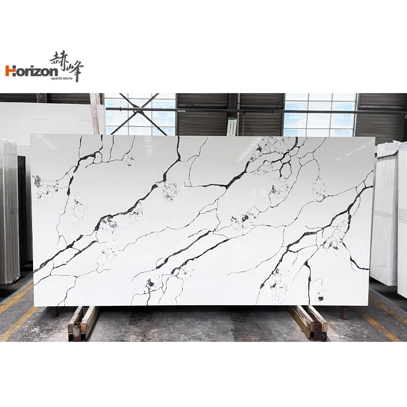 Horizon Artificial Low Silica Stone Quartz Slab Kitchen Counter Top Quartz Stone for Corner Cabinet Quartz Stone Slab Countertop