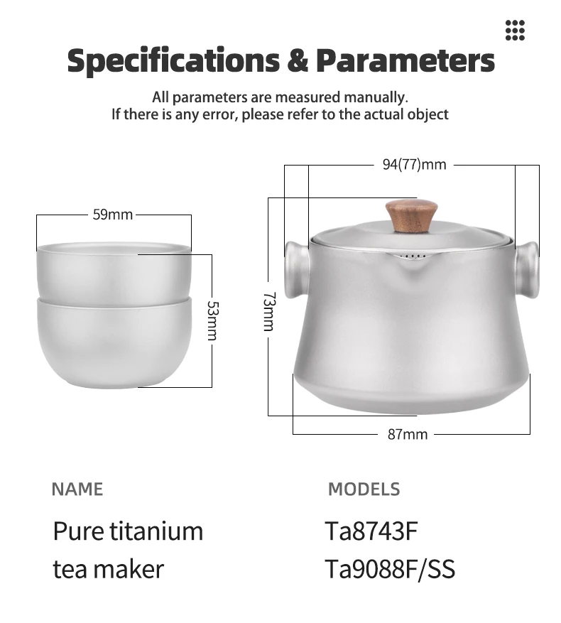 Tasse à eau portable de camping, tasse en titane, tasse à eau en titane à double paroi avec couvercle pour la maison et le camping, 550 ml, avec