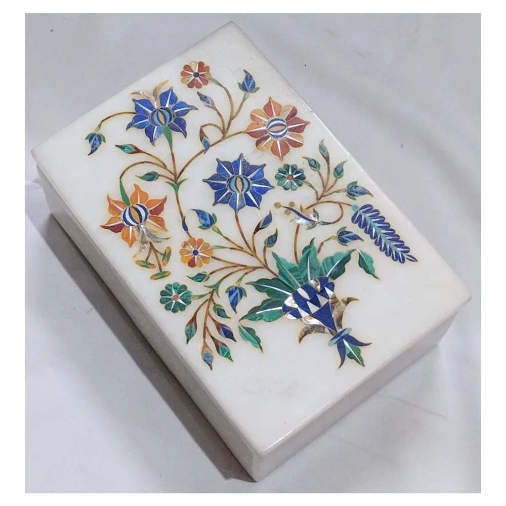 4x3 Marble Inlay Box  Kaarigar Handicrafts Inc.