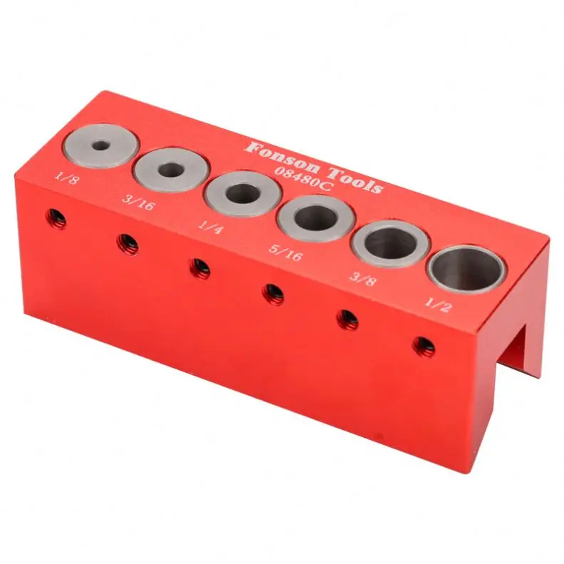 TEBAK W-126 Carpenter Portable Drilling Guide 6 Hardened Drill Guides Vertical Pocket Hole Jig Dowel Positioner Locator