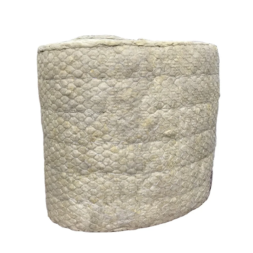 Good Performance Rock Wool Insulation Blanket 80kg/m3-100kg/m3 Density 5m Length with Wire Mesh Durable Felt Roll
